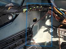 Image 1 - Shows the third outlets consisting of a red and grey wire going straight to a larger wire harness with no connection in between