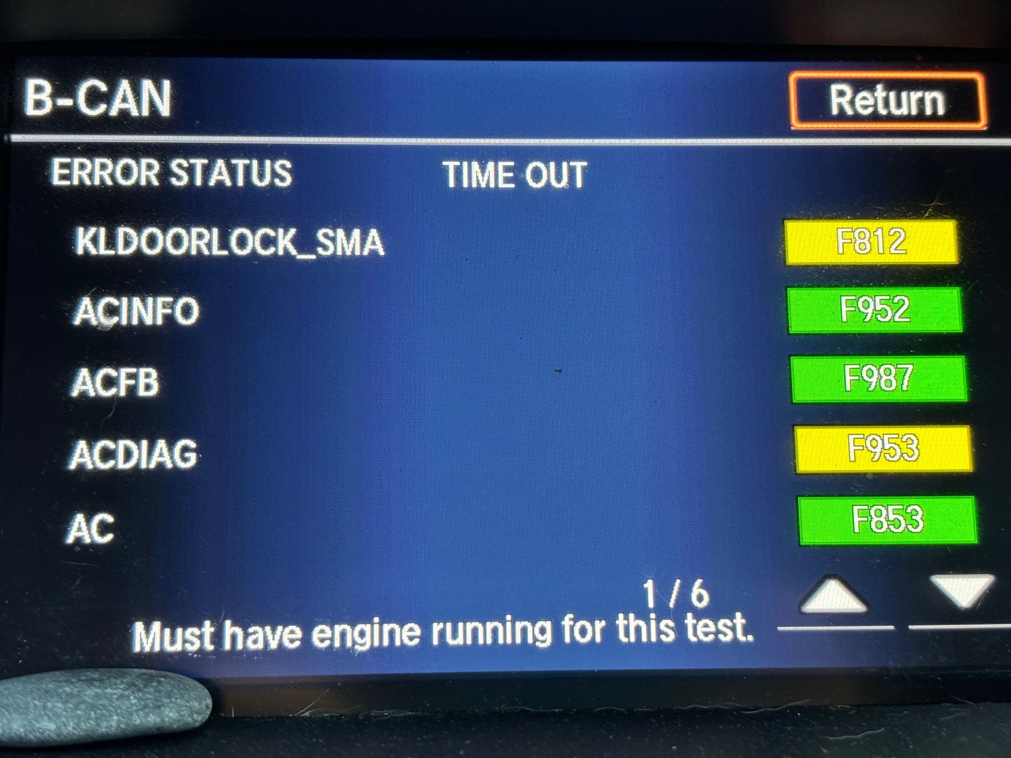 Found this with car running: ACDIAG F953.