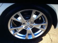 Close up view of winter tire and rim on my car