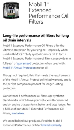 My oil filter choice 