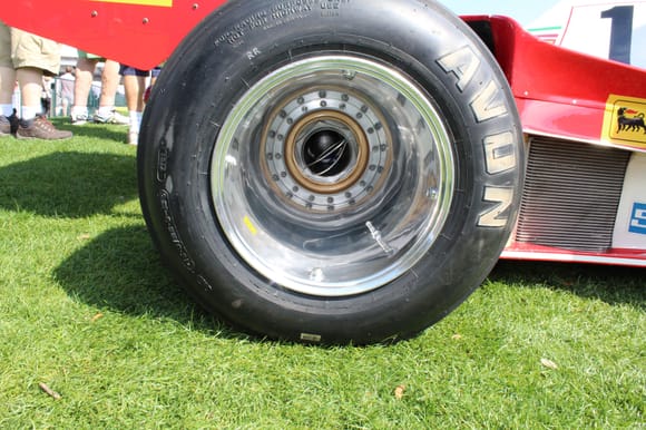 Speedline wheels, notice the tire locking bolts to keep the rims from spinning.
