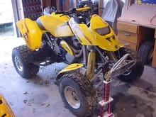 my baby 2001 ds650 with my first 1st place harescramble trophy