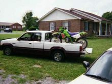 My 87' Mazda B2000 With The My Buds KDX 200 On The Back....