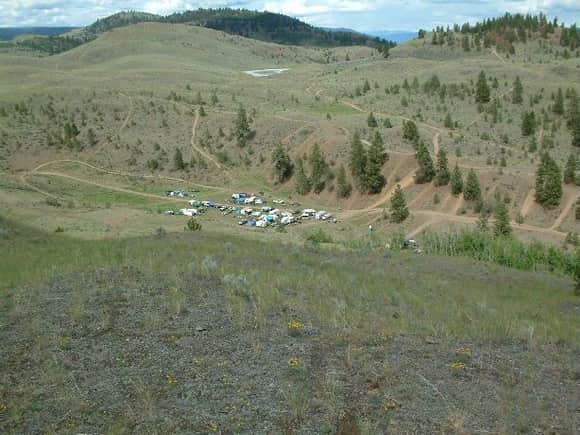 another pic of camp from higher hill. fun driving trailer into camp. very rough road.                                                                                                                   