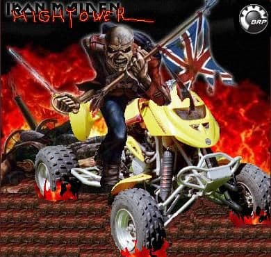 Eddie lives, and he rides a DS.  Welcome to hell BRP, Up the Irons!!!                                                                                                                                   