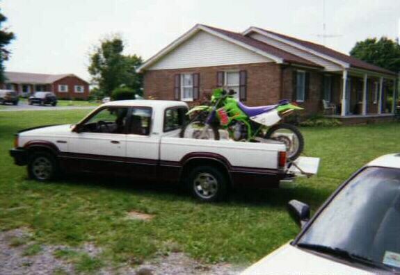 My 87' Mazda B2000 With The My Buds KDX 200 On The Back....