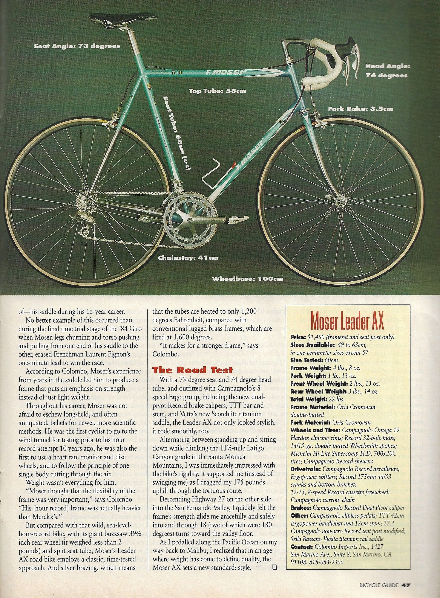 Road Test/Bike Review (1993) Moser Leader AX - Bike Forums