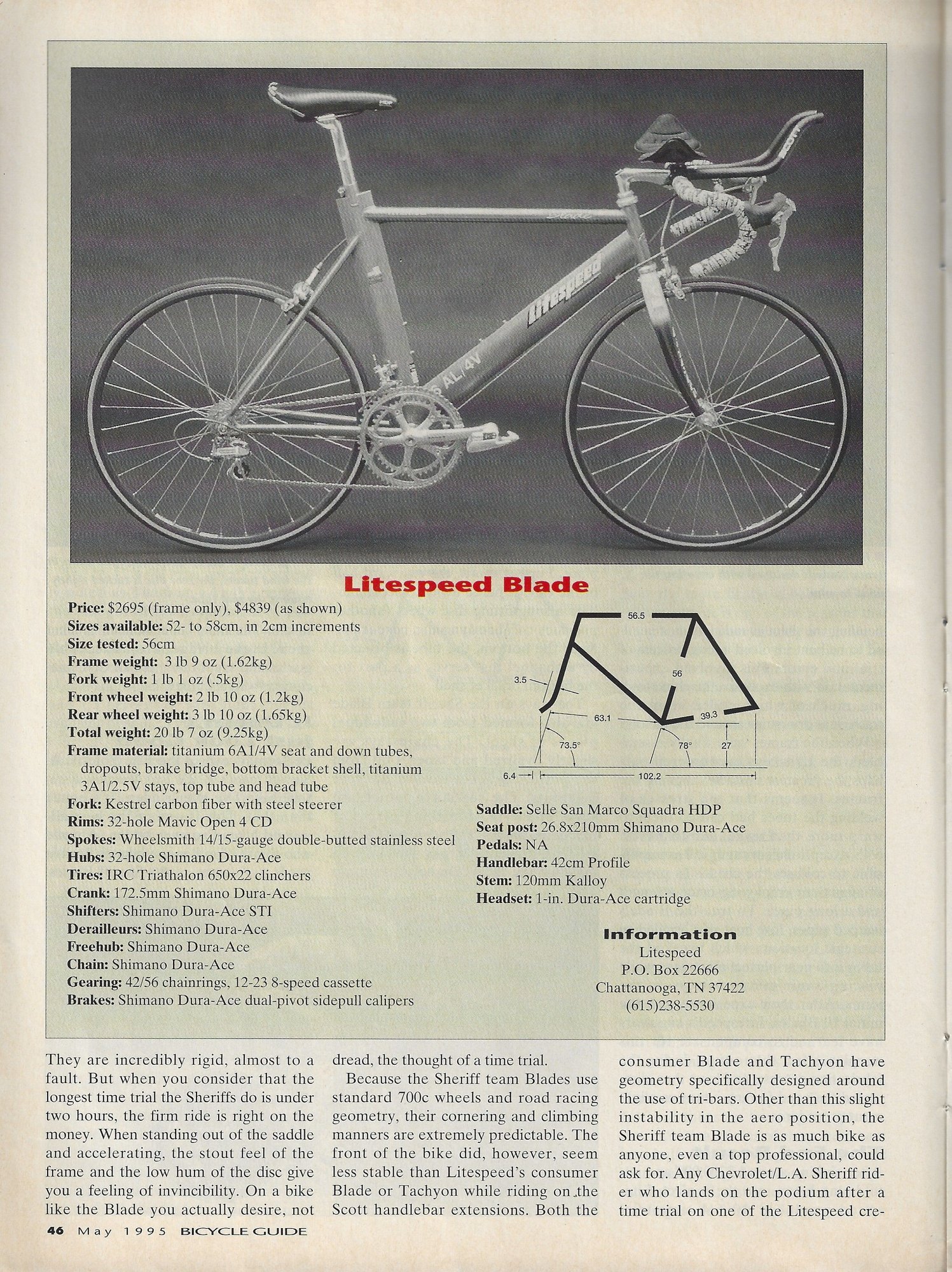 Road Test/Bike Review (1995) Litespeed Blade - Bike Forums