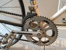 Close up of chainwheel. 