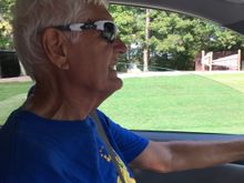 Wearing one of my El Tour de Tucson T-shirts driving to the park!