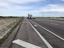 Westbound bike lane. 