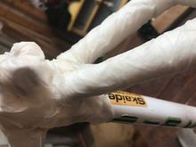Vinegar time, tomorrow 'wheel' see how it went, meanwhile the alloy mech bits in diluted vinegar mixed with bicarb. 
