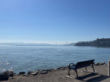 In Tiburon, we re-fueled at Lola’s Taqueria. I caught Dave pondering the structural integrity of a precarious cliffside home.