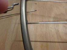 All of the preparation work of measuring and calculation has created a soke length that goes just to the rim at the spoke hole.
