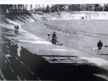 Spring 1959. Nüernberg, Germany. Motorpace training camp.  400m cement track.
