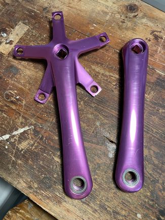 Purple anodised cranks, square taper, 170mm! 130mm BCD