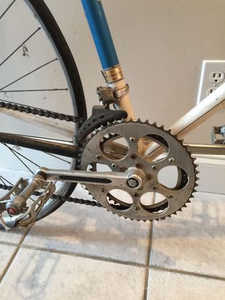 Close up of chainwheel. 