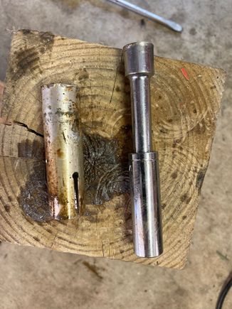 The offending stem remnant with the apparatus that drove it out.