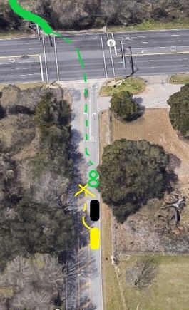 Approaching traffic signal with blocked vision to my rear.