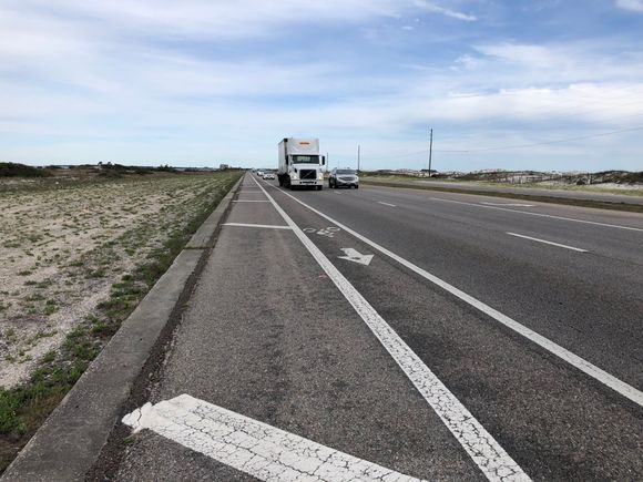 Westbound bike lane. 