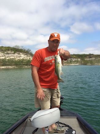 On Lake Amistad Del Rio, Texas a few years ago I think 2015. Dinky Bass I was after that elusive 10+ pounder the reservoir is known far. 