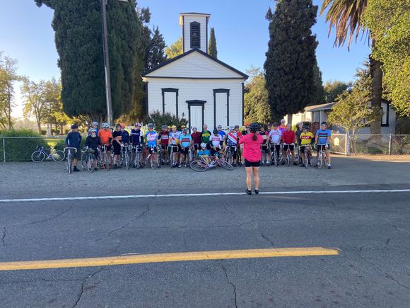 Day two ride. Stopped at the Tremont Church for a group shot. 
