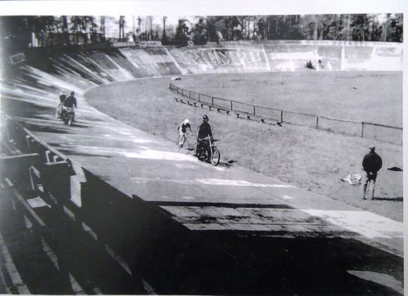 Spring 1959. Nüernberg, Germany. Motorpace training camp.  400m cement track.