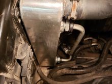 Left side view of installed radiator.

 