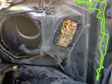 The green lines are where the evaporator is.