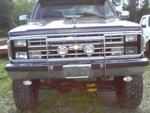 1986 K5 Blazer, 8inch lift, 35inch tires on 15in rims, Its got a new 305 and a 4 barrel carburetor, rebuilt automatic transmission, and dual flowmaster exhaust.