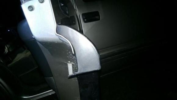 view of the rear passenger door open, with me holding the flare mocked into place