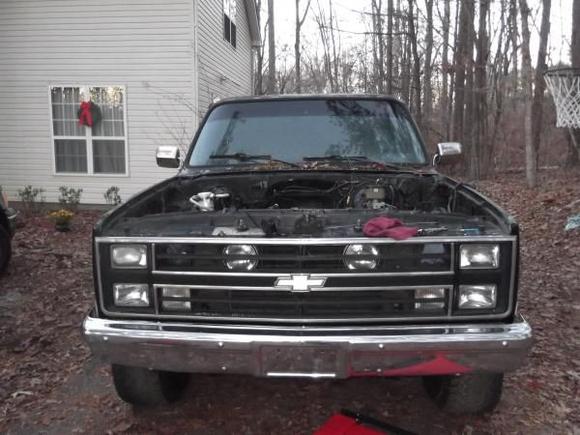 Early days cleaning the engine compartment.