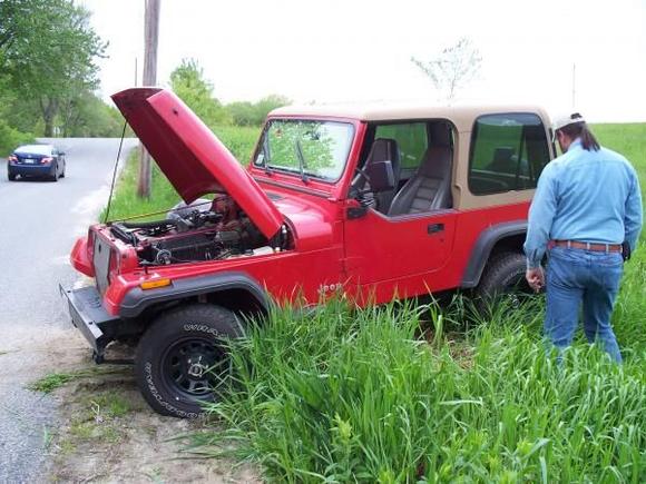 Boy, those stone walls in New England can really catch a jeep