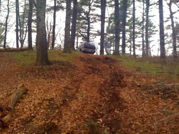 Its actually steeper than it looks and it was pretty slick since everything was wet.