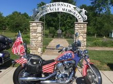 In front of the Motorcycle Memorial, Sturgeon Bay, Wisconsin