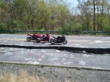 The big crack on old Rt 61, Centralia, PA.  the crack was from heat from the underground mine fire that has been burning for 40 something years