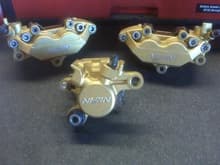 Calipers from the 600RR for the F4i.  I admit it, I just likes the gold...