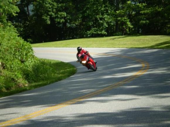less blurry... not too bad of a lean angle for how slow I was going