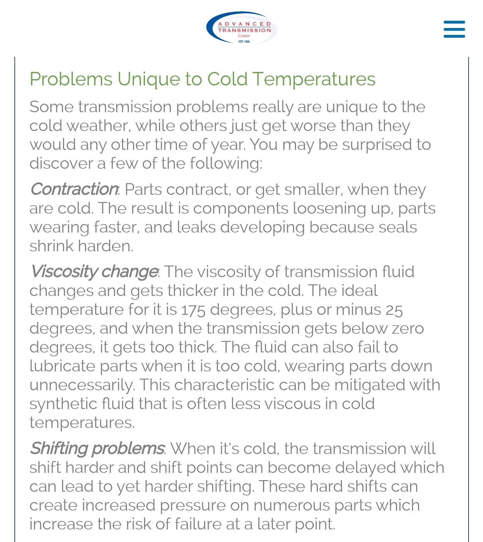 Transmission and cold weather Chevrolet Forum Chevy Enthusiasts Forums