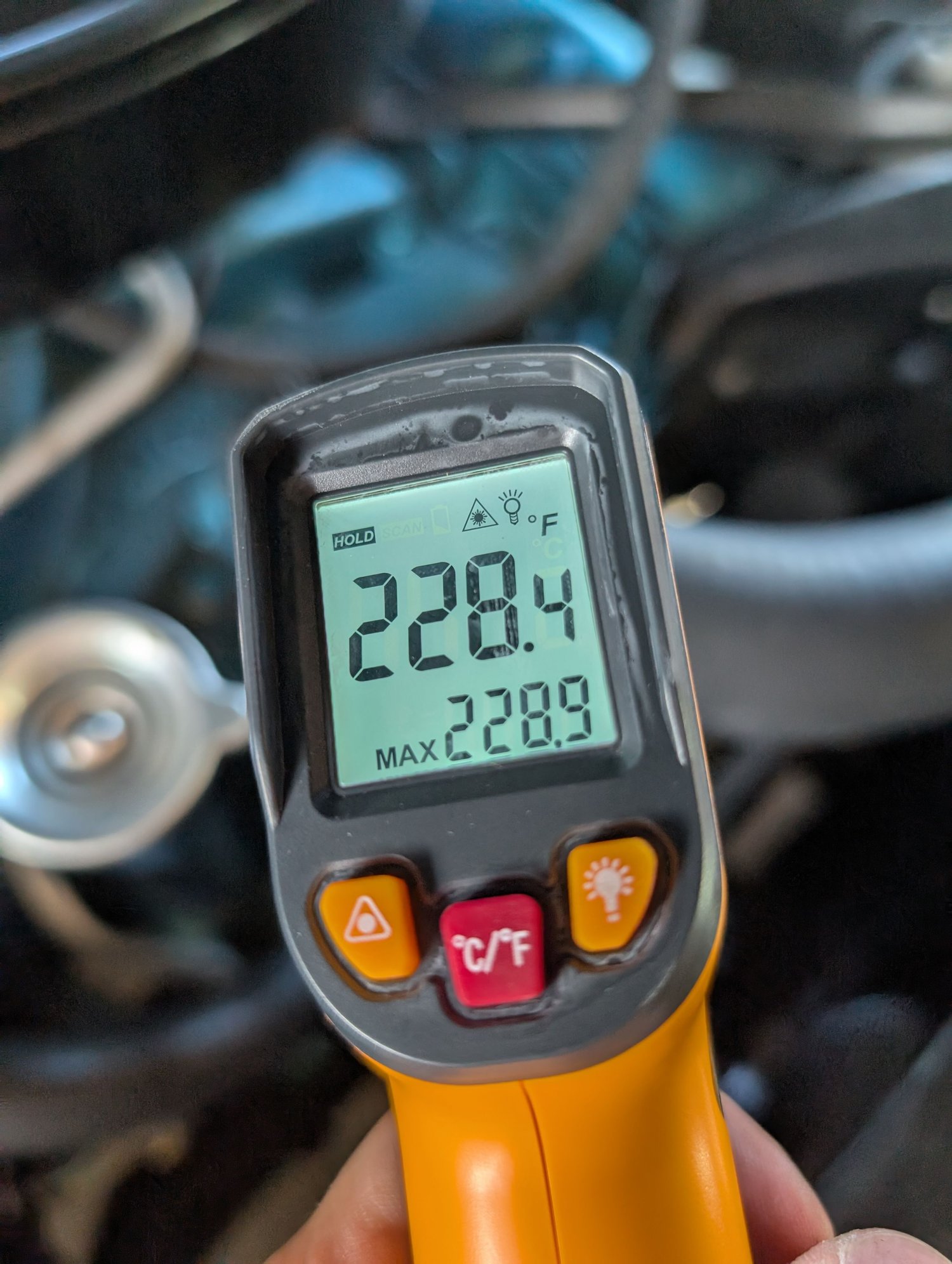 Upper rad hose near thermostat 