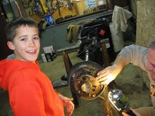 Grandson and son helping with Vista Cruiser rear end.