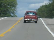 Leaving Harrison, this is my neighbors's 53 Chevy. Her grandpa gave it to her in high school, she still has it-all stock- awesome!