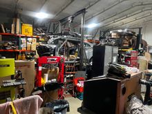 Cutlass Body suspended above rolling frame.