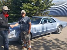 Glen, the very honorable and personable Seller, finalizing the deal with my Son Keon (key-in), outside Medicine Hat AB (June 3,2019)