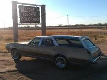 This was taken on the way home from Colorado in November, it was 65 degree's that day.  Tim &amp; I drove this wagon home 1000 miles without any issues.  I weighed the Wagon at a truckstop on the way home, it weigh's 4660 lbs, without us in it.   What a L O N G day that was.