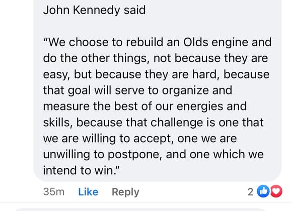 This reply came up on a Facebook Olds page, the subject was related to building an Olds engine or LS swap. I thought it was pretty good!