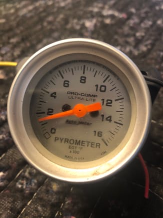Autometer Ultra-lite 2 1/16 pyrometer part number 4344. With the harness, thermocouple and clamp on style thermocouple bung. $150