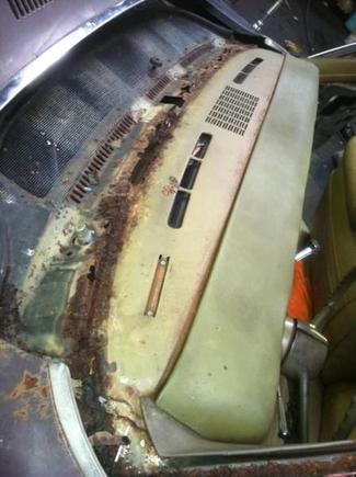 rusted-out cowl...deteriorated where the cowl meets the dashboard