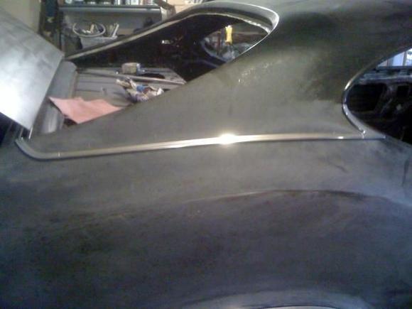 After buffing out akll the chrome myself refitting to be sure. Had to install a few studs that were gone.