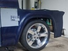 With the spacer in, this is where the wheels will sit. I think its still too high, but Im sure I can lower it.